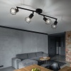 Afbeelding van Zwarte plafondlamp retro kooi spot verstelbaar voor woonkamer - Globo 58402S-4