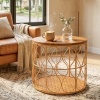 Afbeelding van Outsunny Salontafel van Acaciahout en PE-rotan - Ø50 x 47,5 cm - Teakkleur