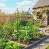 Afbeelding van Outsunny Tomatenrek van staal, kunststof - 32L x 32B x 174H cm - Zwart