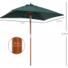Afbeelding van Outsunny Houten, Bamboe, Polyester Groene Parasol L200 x B150 x H235 cm