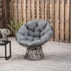 Afbeelding van Outsunny Papasan fauteuil met grijze rotan bekleding en 360 graden draaifunctie