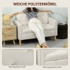 Afbeelding van HOMCOM Fluwelen Loveseat, Eucalyptushout 117L x 62B x 78H cm, Kamerwit