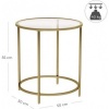 Afbeelding van Vasagle - Glazen Bijzettafel - 50 cm - Ronde Koffietafel - Goudkleurig Frame