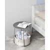 Afbeelding van VASAGLE Bijzettafel Rond - 45 cm - met stoffen mand - opbergruimte - grijs/wit
