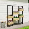Afbeelding van Outsunny Tuin Bloembed van Dennenhout, Staal - 116L x 20B x 112H cm - Natuurhout