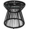 Afbeelding van Outsunny Ratten Bijzettafel van IJzer, PE-Rattan, Zwart Glas