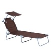 Afbeelding van Outsunny opvouwbare ligstoel met zonnedak (bruin) voor tuin en strand