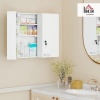 Afbeelding van HOMCOM Wandmedicijnkast met 4 planken en dubbele deur, afsluitbaar, wit, 53 x 20 x 53 cm