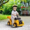 Afbeelding van HOMCOM Elektrische Rij-Op Constructieauto Geel, Kunststof en IJzer, 74,5 x 36 x 43,5 cm