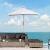 Afbeelding van Outsunny Parasol van Tannenhout, Bamboe, Polyester - Crèmewit - L200 x B150 x H235 cm