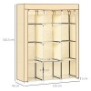Afbeelding van HOMCOM Opvouwbare Stoffenkast met 8 Niveaus voor Slaapkamer of Gang - Beige 125 x 43 x 162,5 cm