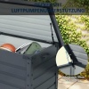 Afbeelding van Outsunny Metalen Tuinbox 295L Waterdicht en Afsluitbaar met Handvatten en Wielen Donkergrijs