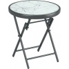 Afbeelding van Outsunny Bijzettafel van Metaal met Wit Veiligheidsglas