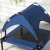 Afbeelding van PawHut Verhoogd Hondenbed met Luifel, Buitenbed voor Kleine en Middelgrote Honden Donkerblauw 76 x 6