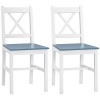 Afbeelding van HOMCOM Eetkamerstoelen Set van 2, houten keukenstoelen, boerderij eetkamerstoelen met kruis rug, wit