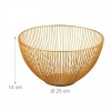 Afbeelding van Relaxdays metalen fruitschaal, rond, open design, 14 x 25 cm, voor groente, fruit & brood, goud