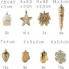Afbeelding van Set van 100 kerstballen - plastic - mat en glanzend - met glitters - 10 ontwerpen - champagne
