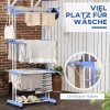 Afbeelding van HOMCOM Torenwasrek met wielen, 4 niveaus, uitschuifbaar, staal, blauw, 73 x 45,5 x 177 cm