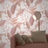 Afbeelding van Erismann Vliesbehang Elle Tropische Bladeren Wit Roze Goud Metallic 10332-05