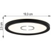Afbeelding van BRILONER - LED Plafondlamp met backlight decoratie 12W 4000K Ø 19cm wit-zwart kunststof