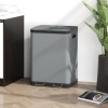 Afbeelding van HOMCOM Metaal Afvalemmer, Kunststof - 48,8L x 39,5B x 67H cm - Grijs