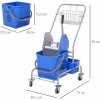 Afbeelding van HOMCOM Schoonmaakwagen van kunststof en metaal - 72L x 49,5B x 95H cm - Blauw