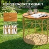 Afbeelding van Outsunny Salontafel van Acaciahout en PE-rotan - Ø50 x 47,5 cm - Teakkleur