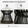 Afbeelding van Outsunny Ratten Bijzettafel van IJzer, PE-Rattan, Zwart Glas