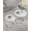 Afbeelding van VASAGLE - set van 2 ronde salontafels - 50 en 40 cm - wit - hout en metaal