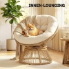 Afbeelding van Outsunny Draaibare Rotanstoel - Crèmewit, 93L x 81B x 87H cm, Staal en PE-rotan
