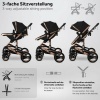 Afbeelding van KIDUKU 3-in-1 combi-kinderwagen zwart/goud met buggy, autostoeltje en regenhoes, inklapbaar