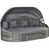 Afbeelding van Outsunny 4-delige Rattan Zonne-eiland Zitgroep met Zonnescherm en 4 Kussens, Grijs 230 x 145 x 80 cm