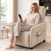 Afbeelding van Beige fluwelen relaxfauteuil met armleuning voor één persoon