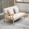 Afbeelding van HOMCOM 2-zits Sofa - Polyester, Gummihout - 123L x 69B x 74H cm - Beige