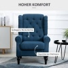 Afbeelding van HOMCOM Gecapitonneerde Wingback Stoel met Hoge Rug, Blauw, voor Woonkamer en Slaapkamer