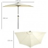 Afbeelding van Outsunny halfronde parasol - 270 x 135 x 240 cm - met LED - beige