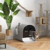 Afbeelding van PawHut XXL Kattentoilet met deksel, schep en uittrekbaar dienblad, grijs 43 x 44 x 47 cm