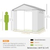 Afbeelding van Outsunny kunststof tuinhuisje 2,4 x 1,8 m met ventilatie en afsluitbare deur, lichtgrijs