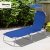 Afbeelding van Outsunny Verstelbare Loungestoel voor Buiten met Zonnescherm - Blauw