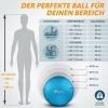 Afbeelding van TRESKO® anti-burst gymnastiekbal 85 cm (blauw) met luchtpomp, tot 300 kg, voor lengte vanaf 185 cm