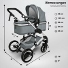 Afbeelding van KIDUKU- 3 in 1 combi-kinderwagen- grijs/zilver- buggy incl. autostoeltje-regenhoes- inklapbaar