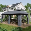 Afbeelding van Outsunny Tuinpaviljoen 3 x 6 m met Dubbel Dak en Vliegennetten, Donkergrijs