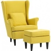 Afbeelding van HOMCOM Accentstoel met ottoman - Geel polyester en schuim - 83L x 75B x 104H cm
