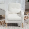 Afbeelding van HOMCOM Loungestoel met lendenkussen, fleece stof, houten poten, wit, voor woonkamer en slaapkamer