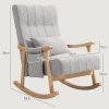 Afbeelding van HOMCOM Schommelstoel - Linnenlook - Hout - met Zijvak en Kussen