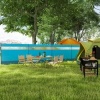 Afbeelding van Outsunny Camping Windscherm van Polyester, Staal 725L x 140H cm Blauw