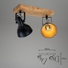 Afbeelding van BRILONER HOUT & STIJL - Draaibare Plafondlamp - 2-lichts E14 - Hout en Metaal - Zwart en Goud