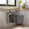 Afbeelding van HOMCOM Inbouwafvalemmer Kunststof, Metaal - 48L x 34,2B x 41,8H cm - Grijs