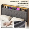 Afbeelding van HOMCOM Bedframe van Polyester en Metaal - 214L x 146,5B x 113H cm - Grijs