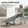 Afbeelding van Outsunny aluminium ligstoel met 6-voudig verstelbare rugleuning en wielen, donkergrijs